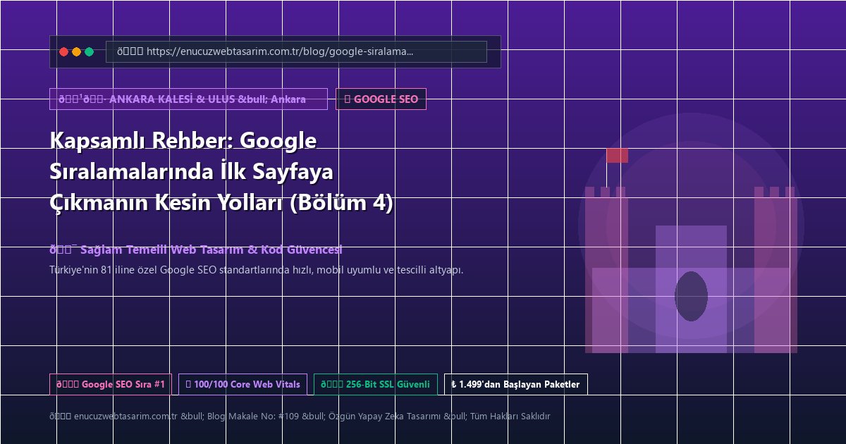 Kapsamlı Rehber: Google Sıralamalarında İlk Sayfaya Çıkmanın Kesin Yolları (Bölüm 4)